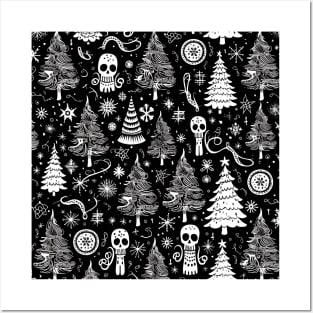 Black Christmas pattern Posters and Art